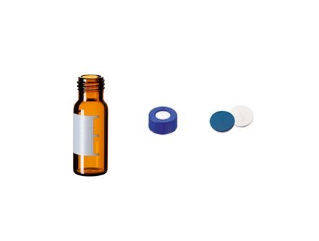 Altmann Analytik HPLC/GC zert. 2in1-KIT: 1,5ml Kurzgewindeflasche ND9, Braunglas, 1. hydrol. Klasse, weite Öffnung, Schriftfeld/Füllmarkg + UltraBond 