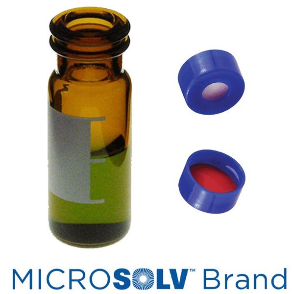 Microsolv EPP Vial, amber, 2 ml, Snap Cap blue with Sil/PTFE Septa, Write-on Patch, 100 pc/PAK