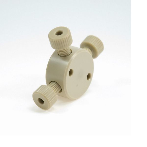 Microsolv T-Connector Set, PEEK, High Pressure, 1/4-28 Scew Thread, Bore 0,8 mm, round with an internal "X" flow pattern, 5 pc/PAK