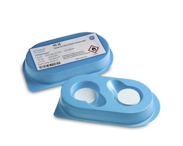 Whatman Membranfilter, rund, ME26/31, MCE, 50 mm, 0,6 μm, weiß, schwarzer Netzaufdruck 3,1 mm, steril, 100 St/Pkg