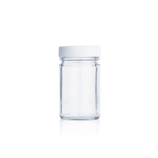 DWK Wheaton 60 ml test vial, clear, AR glass, white PP cap with PV gasket, 180 pc/PAK