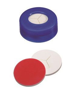 Altmann Analytik Schnappringkappe, ND11 PE: blau mit 6 mm Loch, Silikon weiß/PTFE rot, angeschlitzt (Y), harte Kappe, 1,3 mm, 1000/PAK