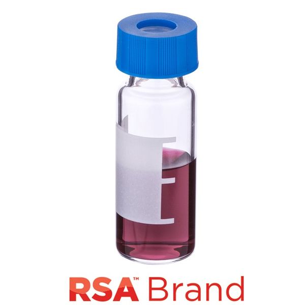 Microsolv Fläschchen & Kappen-Kit, vorkonfektioniert, inkl. 100 2ml, Schraubkappe, Klarglas RSA Autosampler Fläschchen mit Schreibfeld/Fülllinien & 