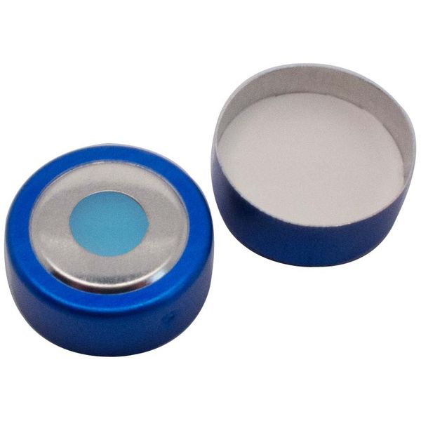 Altmann Analytik 20mm UltraClean magnetic bimetal cap, blue/silver, 8mm hole, silicone blue transparent/PTFE white, 3.0mm, 10 x 100 pc/PAK