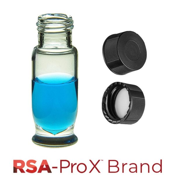 Microsolv Fläschchen & Kappen-Kit: 100 1.8ml, Schraubverschluss, hydrophob, klar Autosampler Fläschchen & 100 solide schwarze Kappen mit klarem 