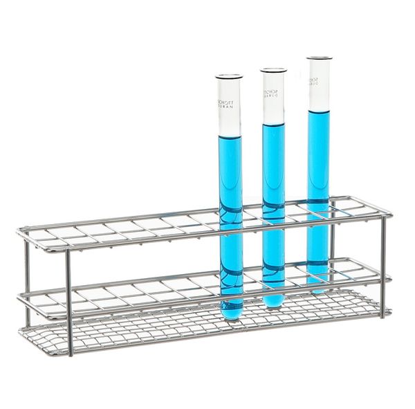 Bochem Reagenzglasgestell, 18/10 Edelstahl elektrolytisch poliert, Typ Draht, für 10 x 10 Reagenzgläser