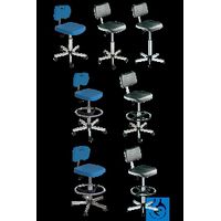 Product Image of Cleanroom chair PU foam blue Height adj. 52-65 cm, with castors