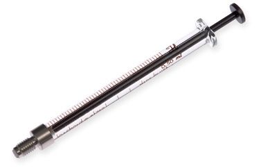 Hamilton 500 μl, Modell 1750 C Spritze, 1/4''-28 Gewinde, max. Druck 700 psig (48.3 bar), max. Temperatur 115°C / 239°F