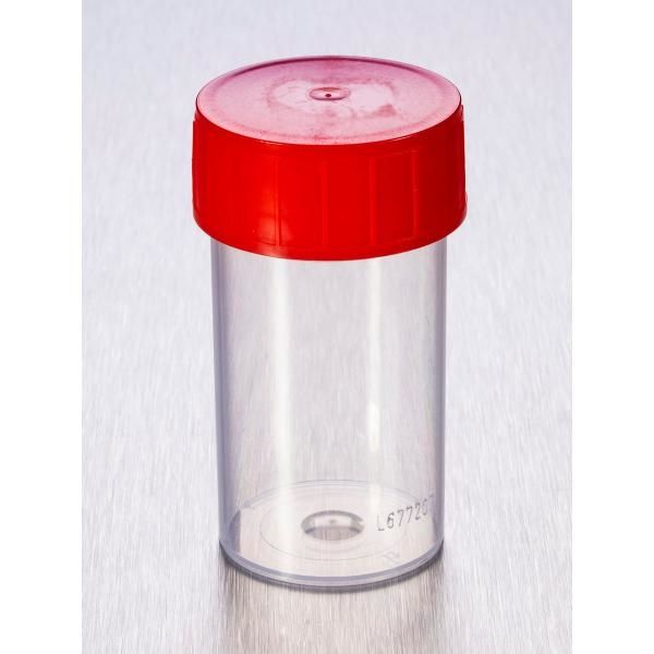 Corning Gosselin Probenbecher 60 ml, mit Deckel rot, steril, montiert lose, gerade, 700 St/Pkg