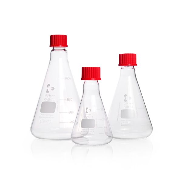 Duran Group Erlenmeyer flask/DURAN, 100ml, with graduation, cap, 10 pc/PAK