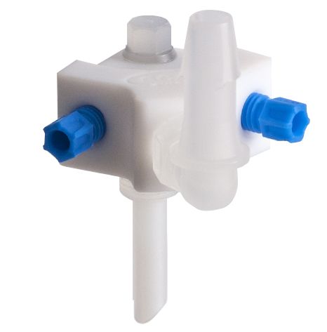 SCAT 3-in-1 Verteiler für Schlauchanschluss, seitlich, PTFE/PFA/PP, 2x 2,3/3,2 mm AD, 1x 6,4 mm ID