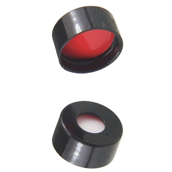 Microsolv Snap Top Cap black, smooth PE, with white Sil/red PTFE Pre-slit Septa, for 11mm, 12x32mm Snap Top autosampler vials, 1000 pc/PAK