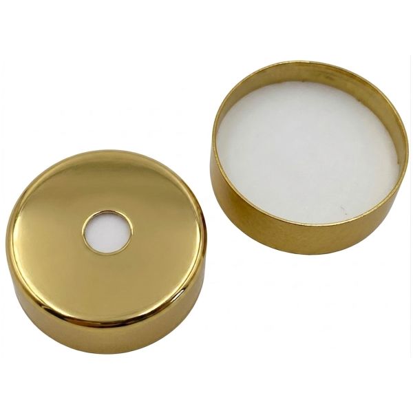 Altmann Analytik 20mm Verschluss: Magnetische Bördelkappe, gold, 5mm Loch; Silicon weiß/PTFE weiß, 45° shore A, 3,2mm (HT Qualität), 1000 St/Pkg