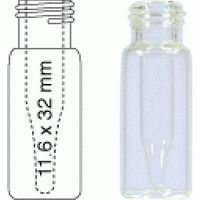 Product Image of Gewindeflasche N 9 AD: 11,6 mm, Außenhöhe: 32 mm klar, flacher Boden, Packung à 100 Stück
