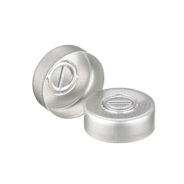 DWK Wheaton Aluminiumkappe, natur, mit Mittelabriss, ohne Einlage, 20 mm AD, 1000 St/Pkg