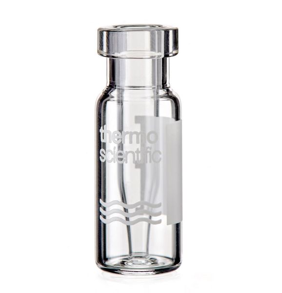 Thermo Fisher Scientific SureSTART 0.3 ml Crimp Glass Microvial with Fixed Insert, Level 3, clear Glass, Marking spot, 1000 pc/PAK