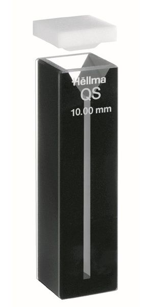 Hellma Mikro-Küvette, Typ 104.002B-QS Fenstern, HP Quarzglas, Seitenwände und Boden, Schwarzglas, WL 200-2500 nm, Schichtdicke 10 mm, PTFE-Falzdeckel,