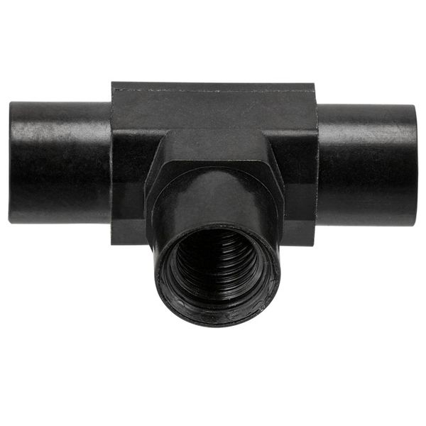 Microsolv T-Connector, Carbon PEEK Endure, Low Pressure, 1/4-28 Screw Thread, Bore 1,0 mm, round, internal X Flow Pattern, for 1/16'' Tubing, 10 pc/