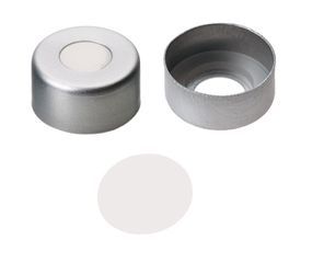 Altmann Analytik ND11 Aluminum Crimp Seal: Aluminum Cap clear lacquered + centre hole, roll grove, PTFE virginal