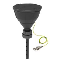Product Image of Funnel ''ARNOLD'' with ball-valve and lid, V2.0, S65, HDPE electro. conductive, Lance, Splash Guard, Sieve, Funnel 200 mm