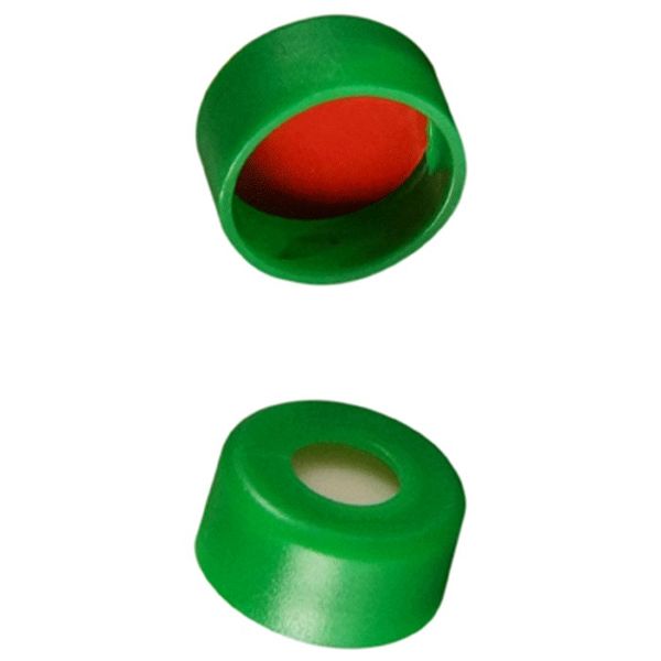 Microsolv Snap Top Cap green, smooth PE, with white Sil/red PTFE Septa, for 11mm, 12x32mm Snap Top autosampler vials, 1000 pc/PAK