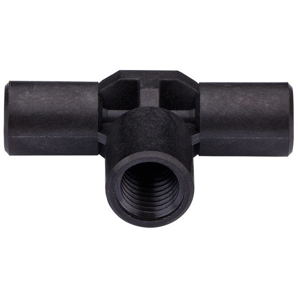 Microsolv T-Verbinder, Carbon PEEK Endure, Niederdruck, Reduzierer von 2 x 10-32 zu 1/4-28 Schraubgewinde, Bohrung 1,0 mm, rund, internes X 
