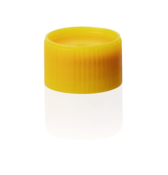 Brand GmbH & Co. KG Schraubdeckel, PP, mit O-Ring-Dicht., SI gelb, temperaturbest.-176 bis 121°C, 1000 St/Pkg