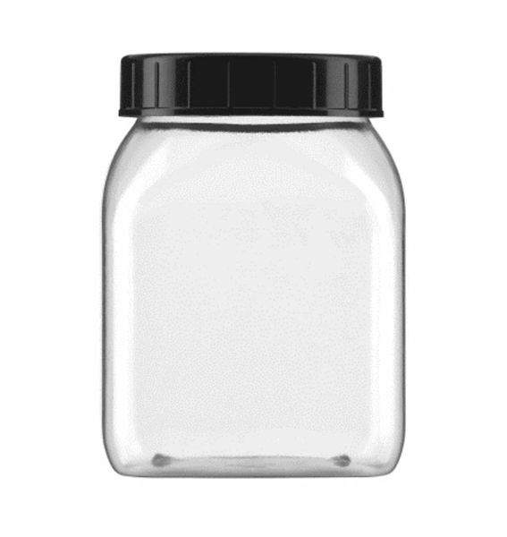 Kautex Wide Necked square container, PETG, 500ml w/o screw closure, crystal clear, 162/PAK, old No.: KA31074374