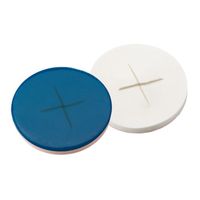 Product Image of Septa, 11 mm diameter, 1,5mm, silicone white/PTFE blue, cross slit, 1000/pck, cross slitted