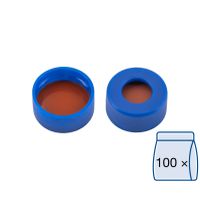 Product Image of N 11 PE snap ring cap, blue, center hole Red Rubber/PTFE colourless Hardness: 65° shore A