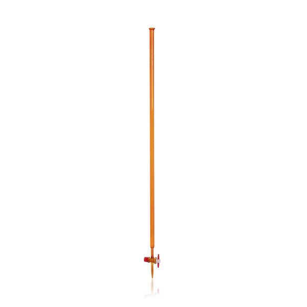 Duran Group DURAN burette, amber glass, conformity certified, white print, main points ring graduation, straight PTFE stopcock, accuracy class AS, 