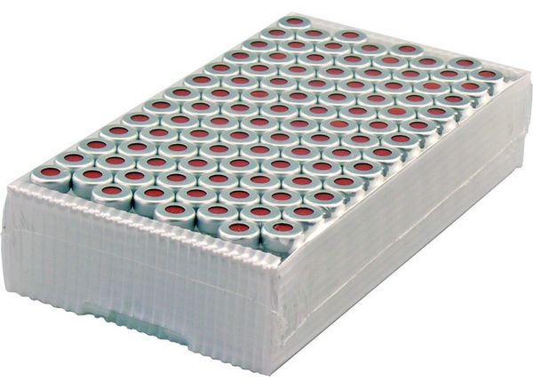 Macherey-Nagel 1,5mL Rollrandflasche ND11, 11,6x32mm braun, flacher Boden, weite Öffnung, Schriftfeld + Markierung (702892) verbördelt mit 702823: 