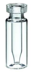 Altmann Analytik ND11 Roll Rim Bottle with 0,3 ml integrated Micro Insert, ''Base Bond'', Clear Glass, 1. hydrolytical Class, wide Insert