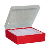 Product Image of ratiolab® Cryo-Boxes, PP, without grid, red, 133 x 133 x 52 mm, 5 pc/PAK