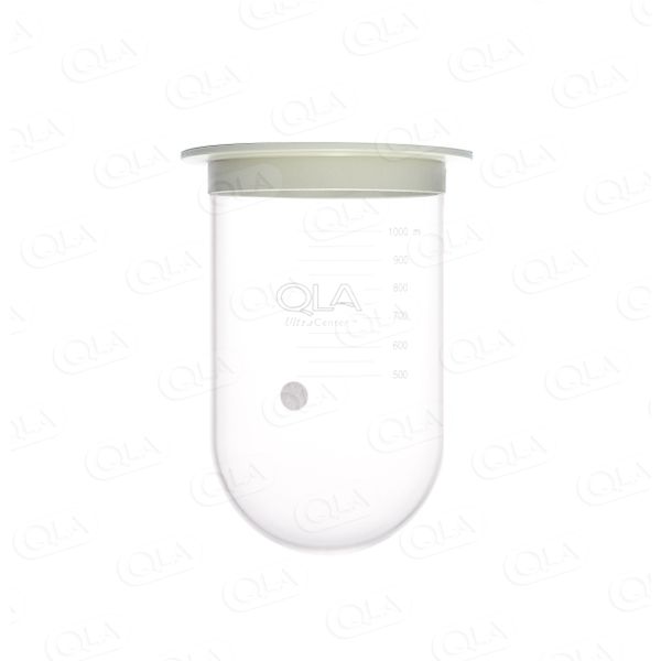 QLA 1000 ml Clear UltraCenter Precision Glass Vessel with Plastic Rim (longer length), Serialized