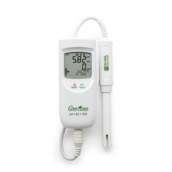 HANNA Instruments Deutschland GmbH GroLine pH/LF/TDS- und Temperaturmessgerät, pH 0-14, LF 0,00 bis 6,00 mS/cm (6,00 EC), 0-60°C