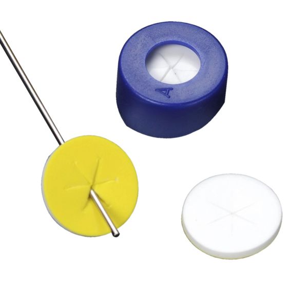 DWK Wheaton 11 mm snap cap, dark blue, with PTFE/silicone septum with star-shaped perforation, EVA, 100 pc/PAK