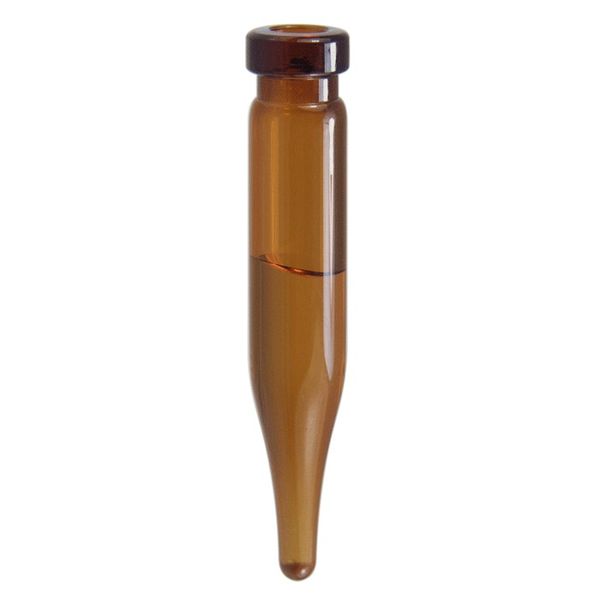 Microsolv Crimp Top Vials,amber glass, 0.6ml, an 8mm Serum Finish with 7x40mm OD and a conical bottom, for use as an autosampler vial, 10 x 100pc/PAK