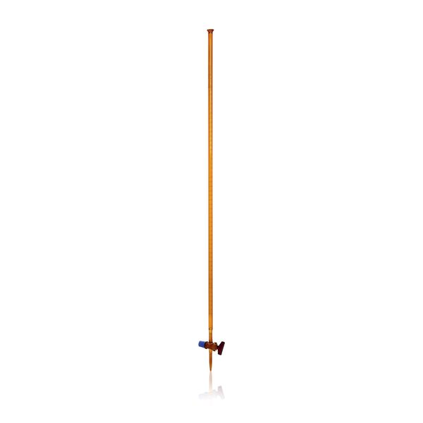 Duran Group DURAN burette, amber glass, conformity certified, white print, main points ring graduation, straight glass stopcock, accuracy class AS, 