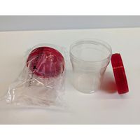Product Image of Probenbecher 125 ml, steril einzeln verpackt, konische Form, graduiert, mit rotem Deckel, 250 St/Pkg 