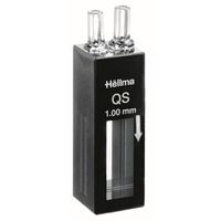Product Image of Flow-Through Cell, Type 170-QS, HP Quartz Glass, WL 200-2500 nm, Pathlength 1 mm, (HxW) 17.5x6.5 mm, Centerheight 8.5-15 mm, 120 µl, in/outlet tubes, for Absorption Measurements
