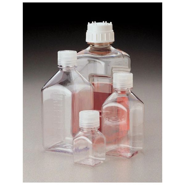Nalgene Thermo Scientific Vierkantflasche/PC, grad., 60 ml transp., mit PP-Schraubverschluss, 12 St/Pkg