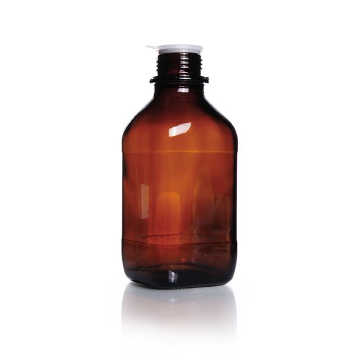 Duran Group Narrow neck bottle, amber glass, 1000 ml, square, w/o cap, 10 pc/PAK