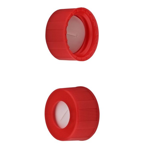 Microsolv Screw Cap red, 9 mm, with white Sil/red PTFE Preslit Fitted Septa Rribbed, 1000 pc/PAK