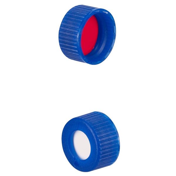 Microsolv Screw Cap blue, 9 mm, with white Sil/red PTFE UltraClean Fitted Septa, 100 pc/PAK