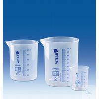 Product Image of Griffinbecher/PP, transparent, 1000 ml mit gedruckter blauer Skala, 6 St/Pkg