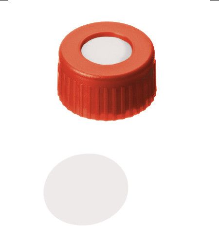Altmann Analytik Kurzgewindekappe, ND9 PP, rot, 0,2 mm, PTFE virginal, 1000/PAK