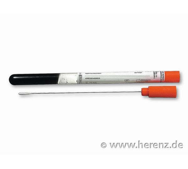 Heinz Herenz Abstrichbesteck mit Medium, TS-Swab Alu Amies Charcoal, Aluminium Stäbchen, Baumwollkopf, 150 St/Pkg