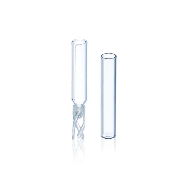 DWK Wheaton Mikroeinsatz, Glas, 0,25ml, mit Feder unten, für 12 x 32 mm E-Z Fläschchen mit Bördelrand, 100 St/Pkg