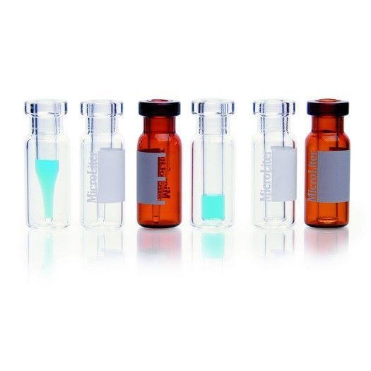 DWK Wheaton 9 mm clear glass vials, 2ml, flared rim, with 350 μl clear glass insert, drawn tip, 100 pc/PAK